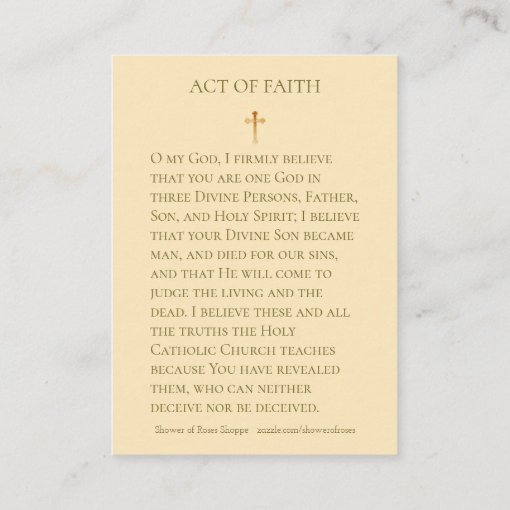 Catholic ACT OF FAITH PRAYER Holy Cards | Zazzle