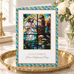 Catholic Adult Baptism Religious Stained Glass Card