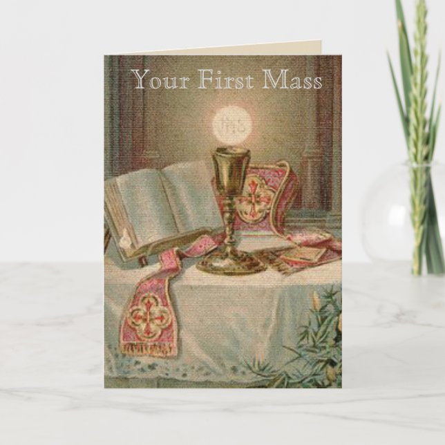 Catholic Altar Chalice Missal Eucharist Priest Card (Front)