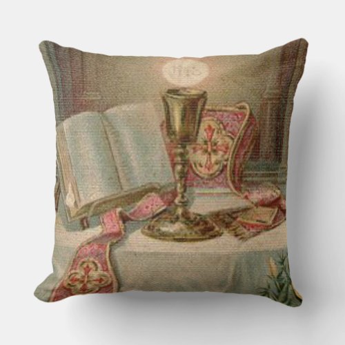 Catholic Altar Chalice Missal Eucharist Priest Throw Pillow