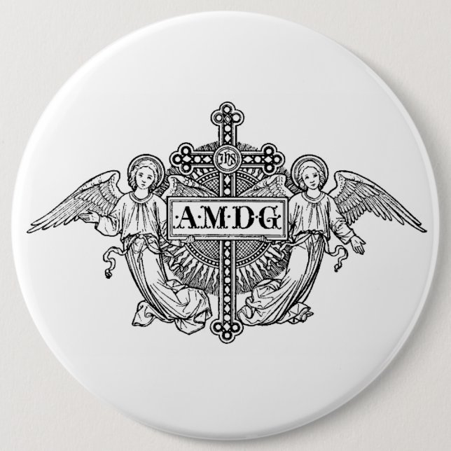Catholic Art Angels AMDG Traditional Cross Button (Front)