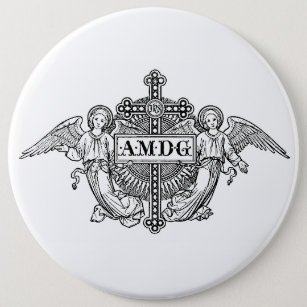Catholic Art Angels AMDG Traditional Cross Button