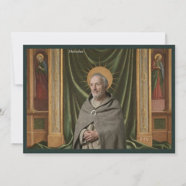 Catholic Art Holy Card | Saint Deicolus of Lure (Front)
