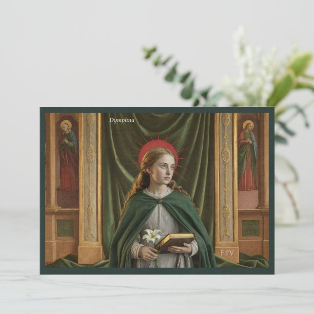 Catholic Art Holy Card | Saint Dymphna (Standing Front)