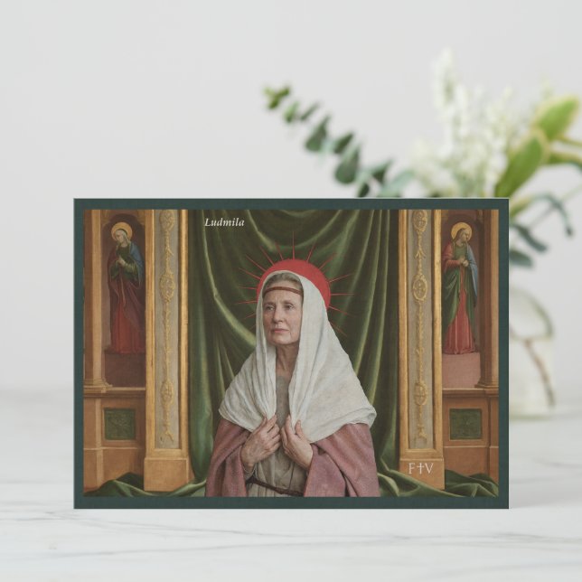 Catholic Art Holy Card | Saint Ludmila (Standing Front)