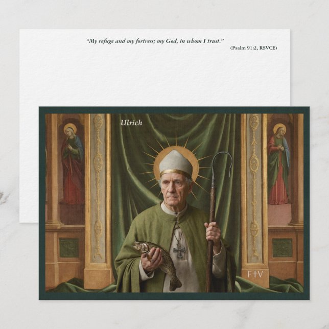 Catholic Art Holy Card | Saint Ulrich of Augsburg (Front/Back)
