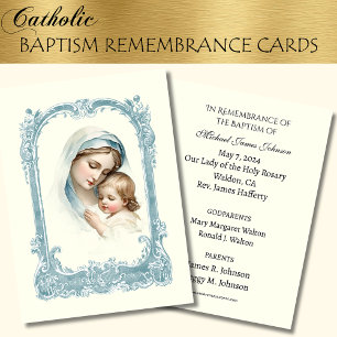 Catholic Baby  Baptism Remembrance Holy Card