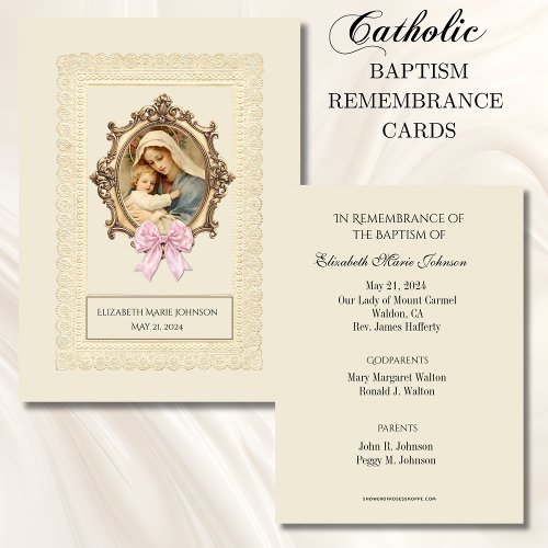 Catholic Baby  Baptism Remembrance Holy Card