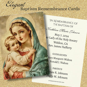 Catholic Baby  Baptism Remembrance Holy Card