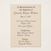 Catholic Baby Baptismal Remembrance Holy Card (Back)