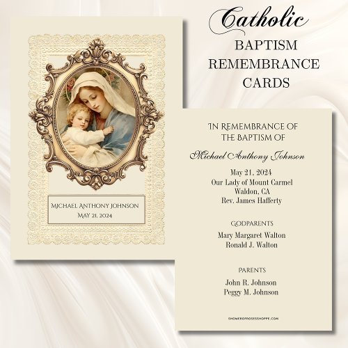 Catholic Baby  Baptismal Remembrance Holy Card