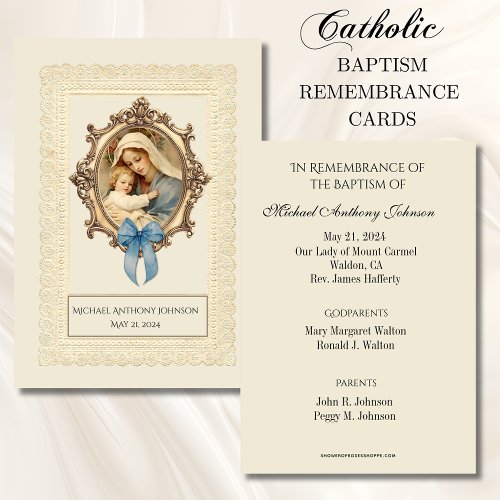 Catholic Baby  Baptismal Remembrance Holy Card