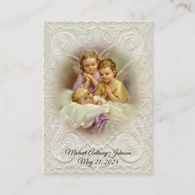 Catholic Baby Baptismal Remembrance Holy Card (Front)