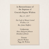 Catholic Baby Baptismal Remembrance Holy Card (Back)