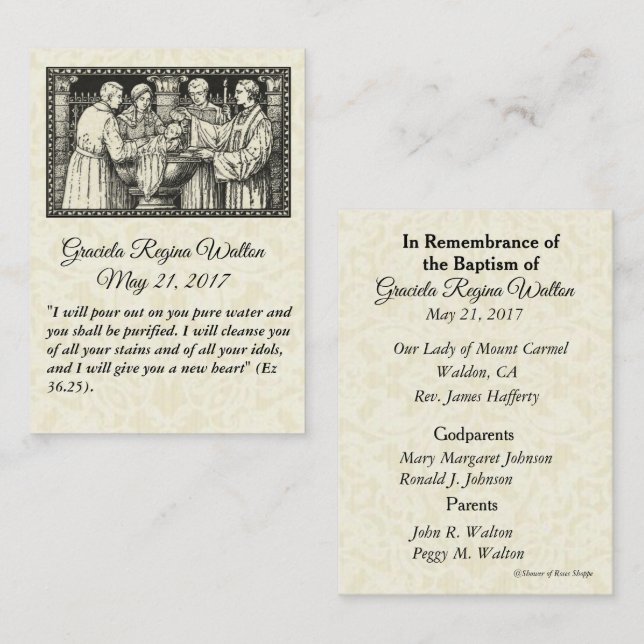 Catholic Baby Baptismal Remembrance Holy Card (Front/Back)