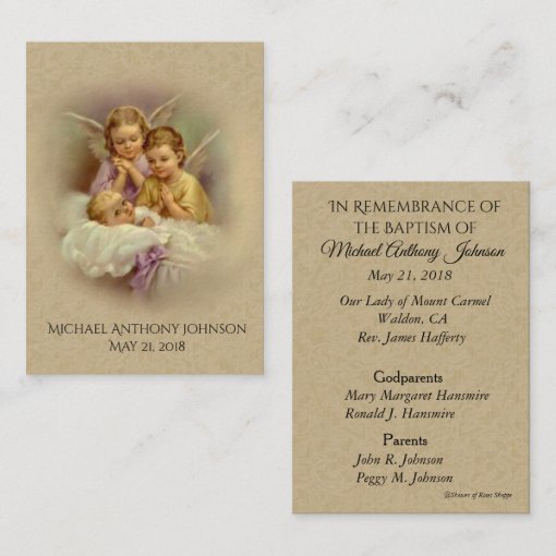 Catholic Baby Baptismal Remembrance Lace Holy Card | Zazzle