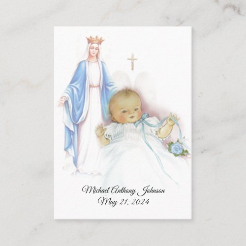 Catholic Baby Boy Baptismal Remembrance Holy Card