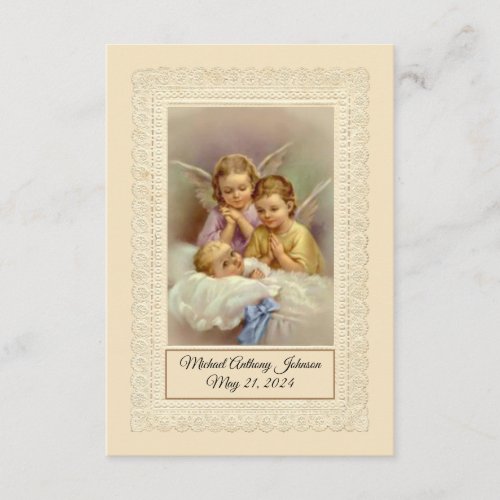 Catholic Baby Boy Baptismal Remembrance Holy Card