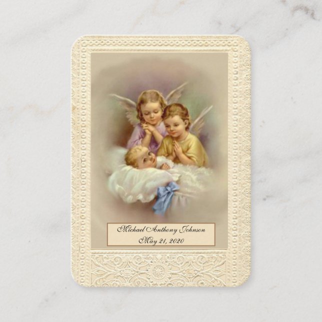 Catholic Baby Boy Baptismal Remembrance Holy Card (Front)