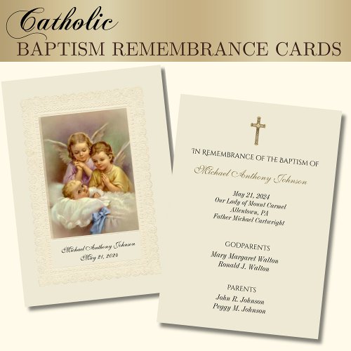 Catholic Baby Boy Baptismal Remembrance Holy Card