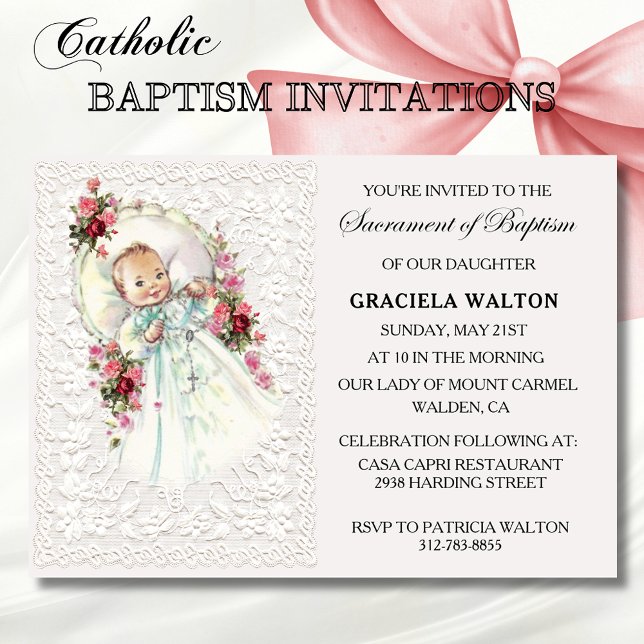 Catholic Baby Girl Baptism Invitations (Creator Uploaded)