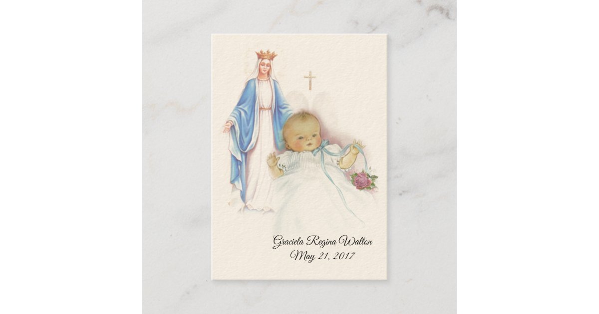 Catholic Baby Girl Baptismal Remembrance Holy Card | Zazzle