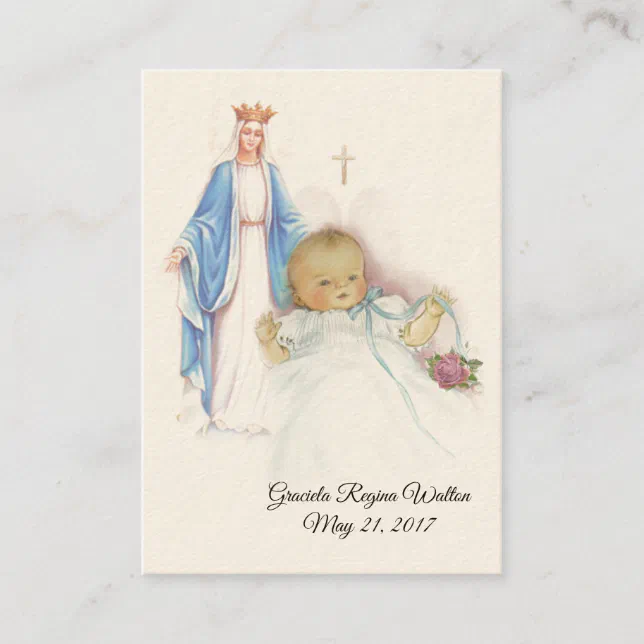 Catholic Baby Girl Baptismal Remembrance Holy Card | Zazzle