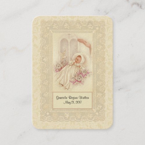 Catholic Baby Girl Baptismal Remembrance Holy Card