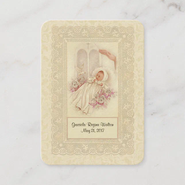 Catholic Baby Girl Baptismal Remembrance Holy Card | Zazzle