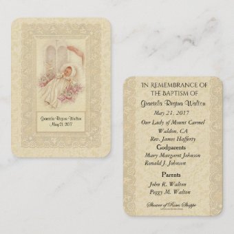 Catholic Baby Girl Baptismal Remembrance Holy Card | Zazzle