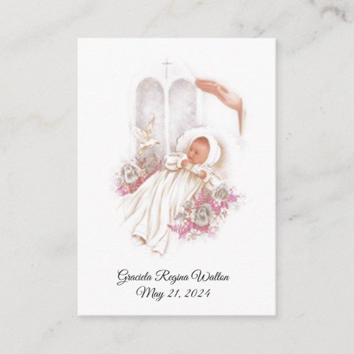 Catholic Baby Girl Baptismal Remembrance Holy Card