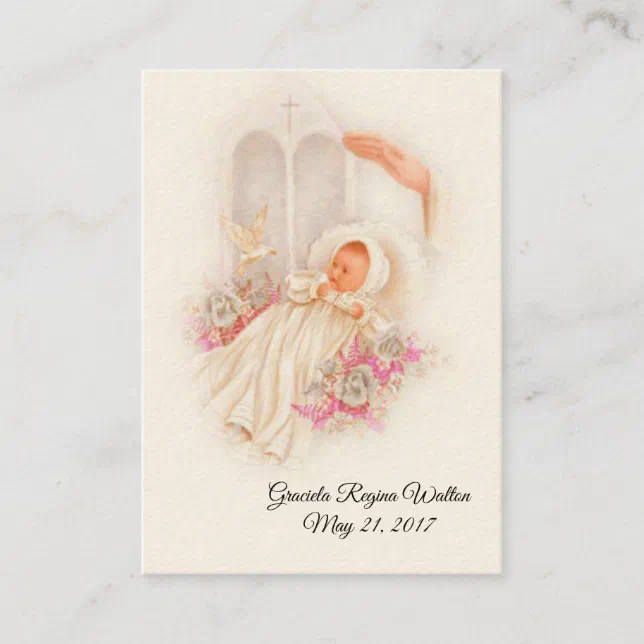 Catholic Baby Girl Baptismal Remembrance Holy Card | Zazzle