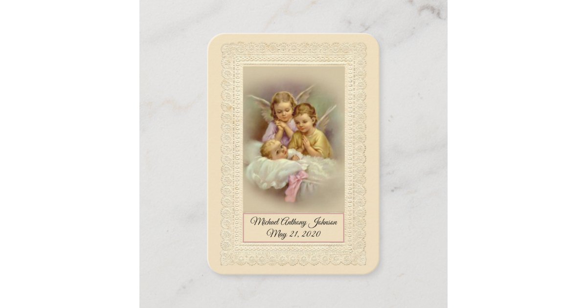 Catholic Baby Girl Baptismal Remembrance Holy Card | Zazzle