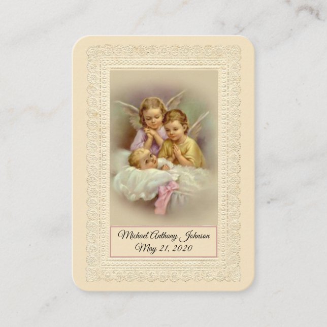 Catholic Baby Girl Baptismal Remembrance Holy Card (Front)