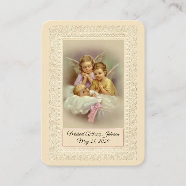 Catholic Baby Girl Baptismal Remembrance Holy Card | Zazzle