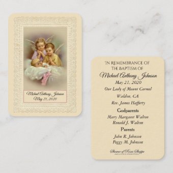 Catholic Baby Girl Baptismal Remembrance Holy Card | Zazzle
