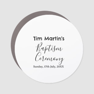 Catholic baptism ceremony name date simple minimal car magnet