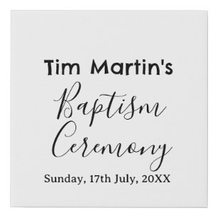 Catholic baptism ceremony name date simple minimal faux canvas print