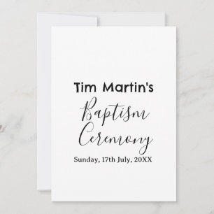 Catholic baptism ceremony name date simple minimal invitation