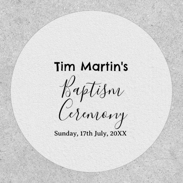 Catholic baptism ceremony name date simple minimal patch (Front)