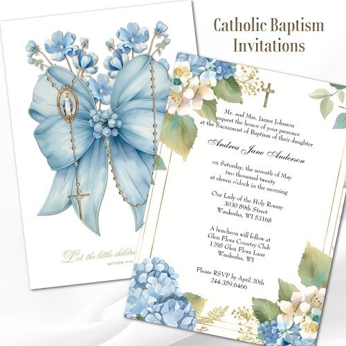 Catholic Baptism Christening Blessed Mother Jesus Invitation