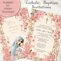 Catholic Baptism Christening Floral Blessed Mother