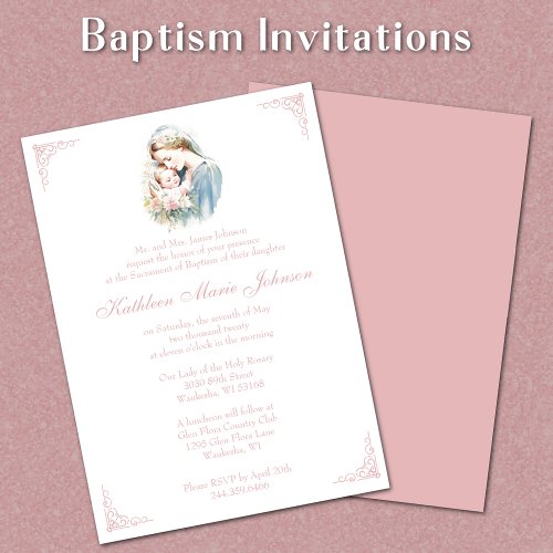 Catholic Baptism Christening Holy Family Invitation