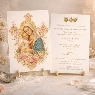 Catholic Baptism Christening Mary Jesus Invitation