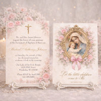 Catholic Baptism Christening Mary Jesus Roses