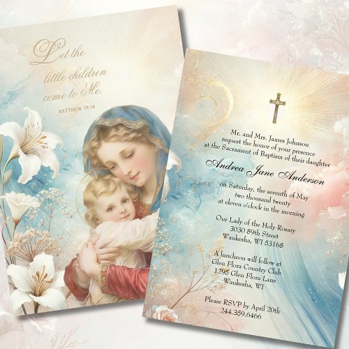 Catholic Baptism Christening Pastel Floral Invitation