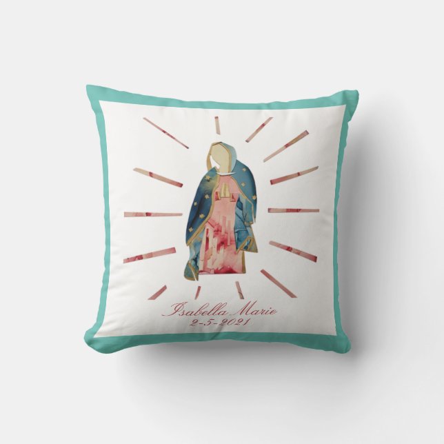 Catholic Baptism Girls Custom  Throw Pillow (Front)