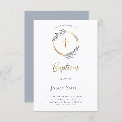 catholic Baptism gold circle invitation