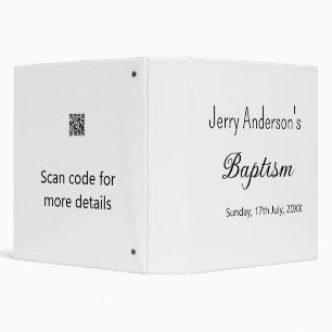 Catholic baptism kids modern simple QR minimal 3 Ring Binder