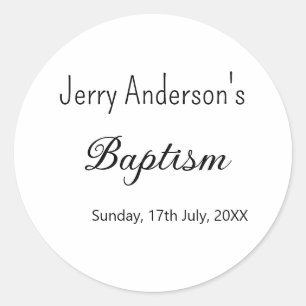 Catholic baptism kids modern simple QR minimal Classic Round Sticker
